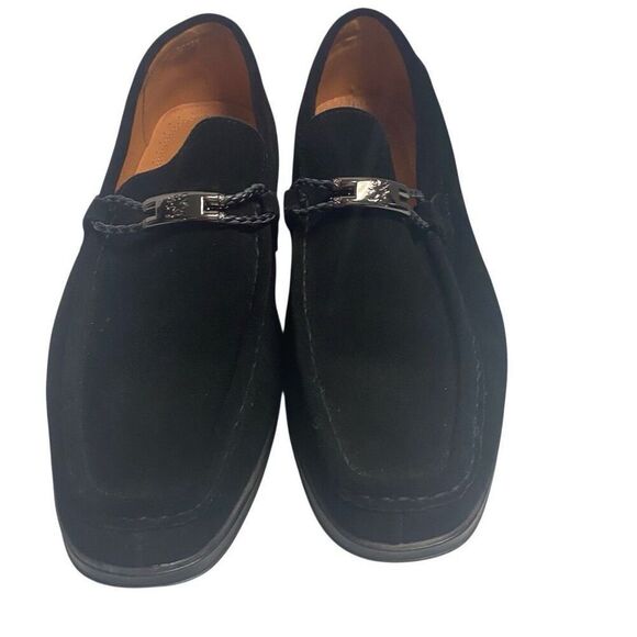 STACY ADAMS Men’s Moc Toe Black Suede Loafers Slip On With Dust Bag  Size 11.5M - Picture 1 of 14
